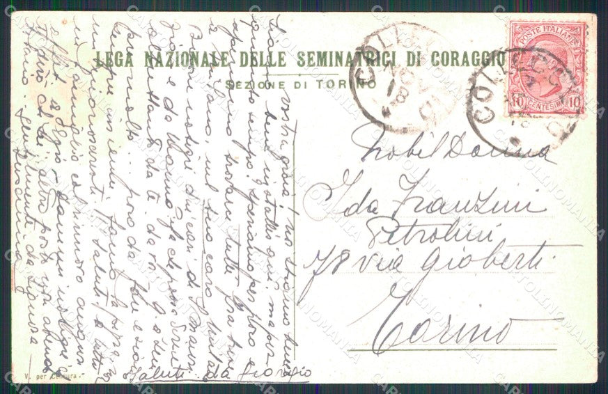 WW1 WWI Propaganda Lega Seminatrici di Coraggio Torino PIEGHINE cartolina XB5994 – retro