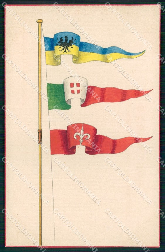 WW1 WWI Propaganda Trento Trieste Tricolore Dipinta a Mano cartolina XB5996 – fronte
