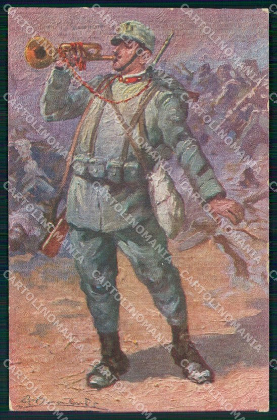 WW1 WWI Propaganda Militare Soldato Trombettiere cartolina XB6049 – fronte