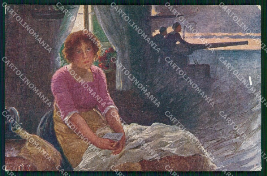 WW1 Propaganda Marina Militare Pro Lana La Fidanzata Saccaggi cartolina XB6077 – fronte