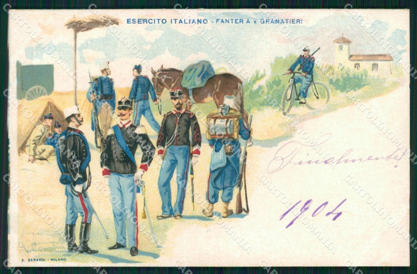 Militari Uniformi Fanteria Granatieri Cenni cartolina XB6092 – fronte