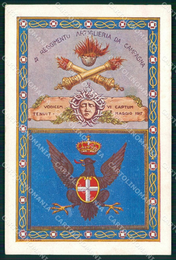 Militari 4° Reggimento Artiglieria da Campagna Fiume d'Italia cartolina XB6108 – fronte