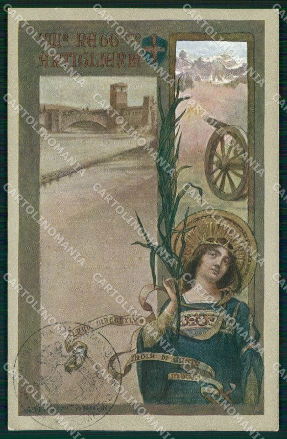 Militari VIII° Regg Artiglieria Verona Ponte di Castelvecchio cartolina XB6111 – fronte