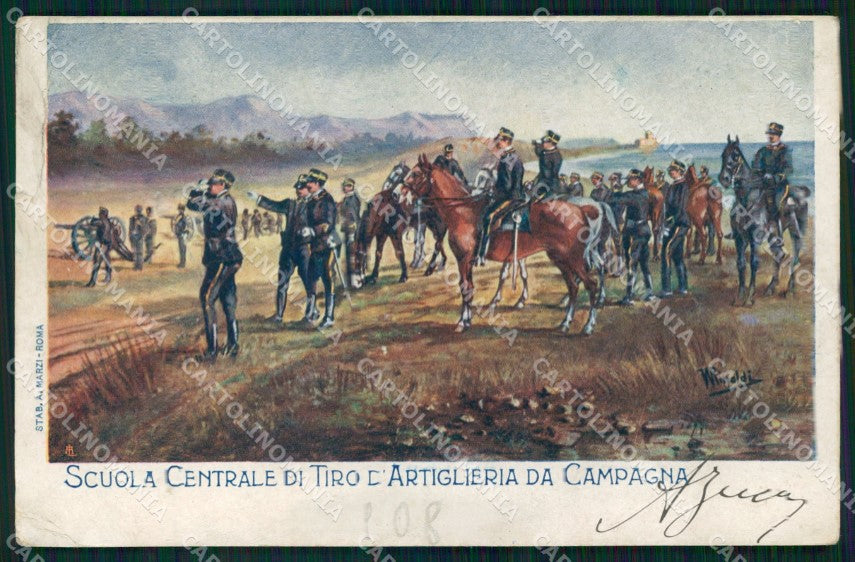 Militari Scuola Tiro Artiglieria Campagna PIEGHE STRAPPINO cartolina XB6121 – fronte