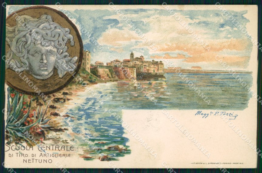 Militari Scuola Centrale Tiro Artiglieria Campagna Nettuno cartolina XB6127 – fronte