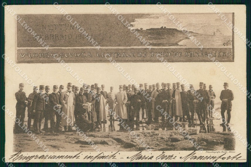 Militari Scuola Centrale Tiro Artiglieria Campagna Nettuno cartolina XB6129 – fronte