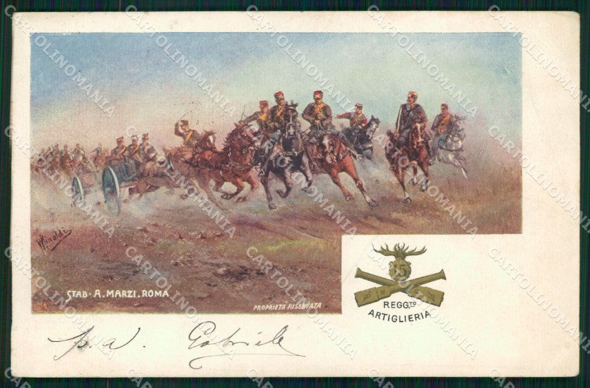 Militari 15° Reggimento Artiglieria Campagna Rinaldi PIEGHINE cartolina XB6152 – fronte