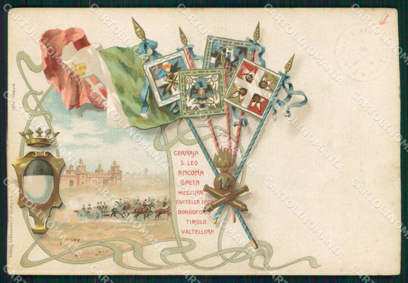 Militari 14° Reggimento Artiglieria Ferrara cartolina XB6177 – fronte
