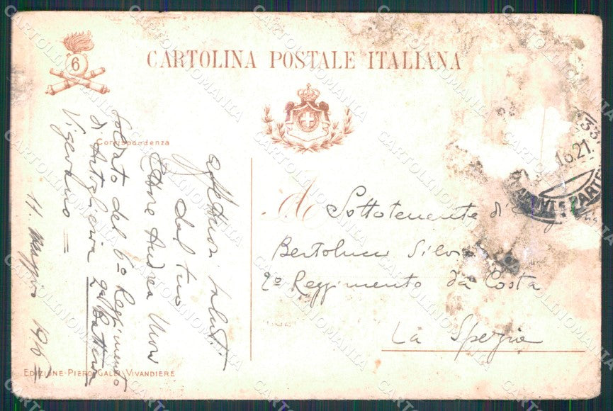 Militari 6° Reggimento Artiglieria PIEGATA cartolina XB6185 – retro
