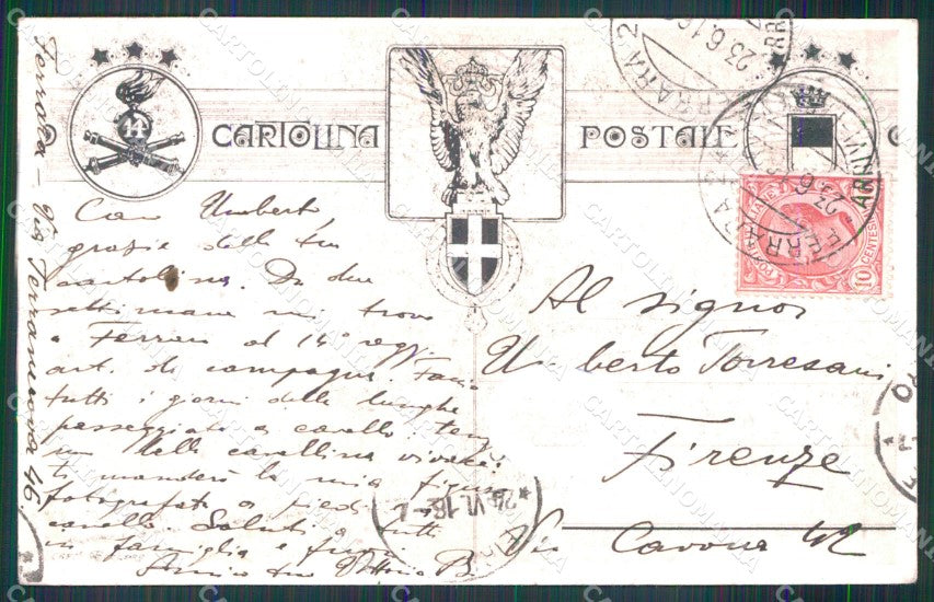 Militari 14° Reggimento Artiglieria da Campagna PIEGHINE cartolina XB6194 – retro