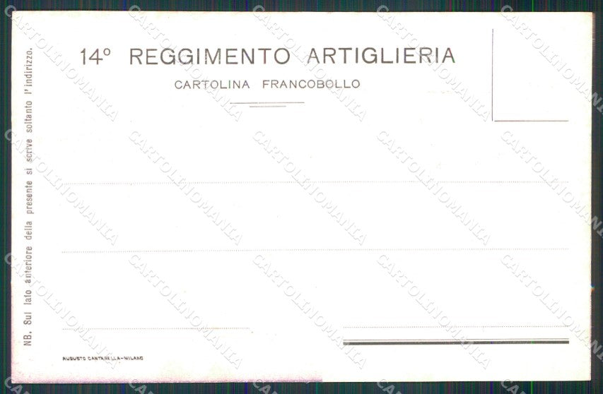 Militari 14° Reggimento Artiglieria da Campagna cartolina XB6195 – retro