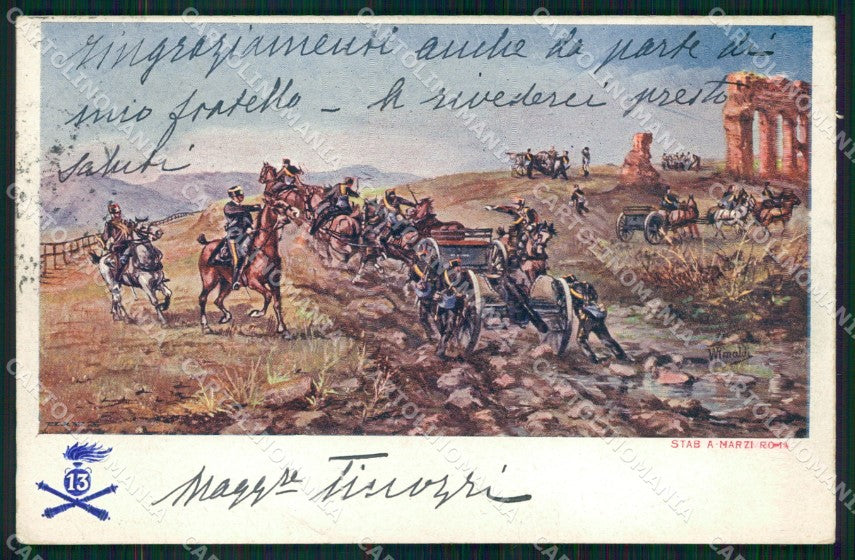 Militari 13° Reggimento Artiglieria Rinaldi cartolina XB6201 – fronte