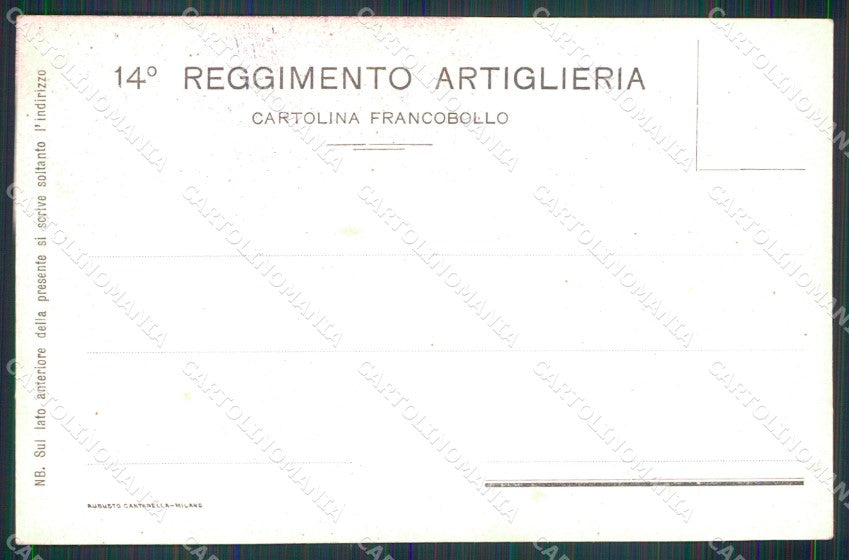Militari 14° Reggimento Artiglieria da Campagna cartolina XB6206 – retro