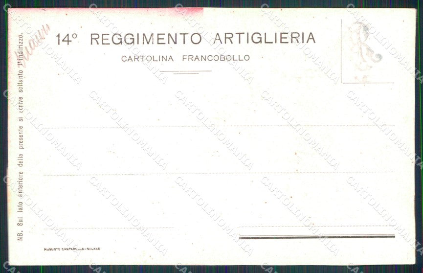 Militari 14° Reggimento Artiglieria da Campagna cartolina XB6207 – retro