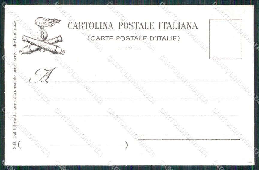 Militari 8° Reggimento Artiglieria cartolina XB6209 – retro