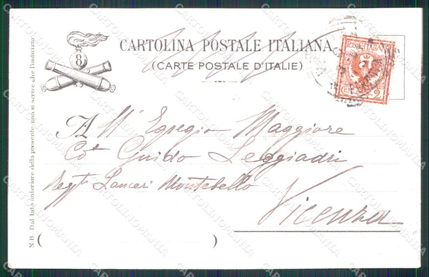 Militari 8° Reggimento Artiglieria ABRASA cartolina XB6210 – retro