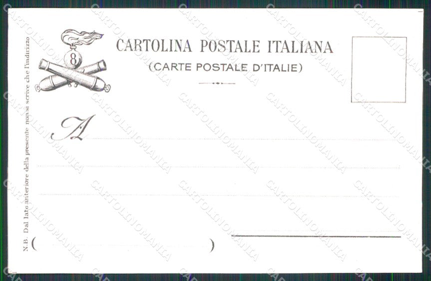 Militari 8° Reggimento Artiglieria cartolina XB6212 – retro