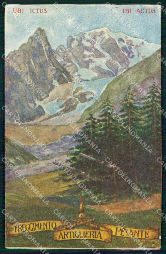 Militari 1° Reggimento Artiglieria Pesante 1930 PIEGHE cartolina XB6214 – fronte
