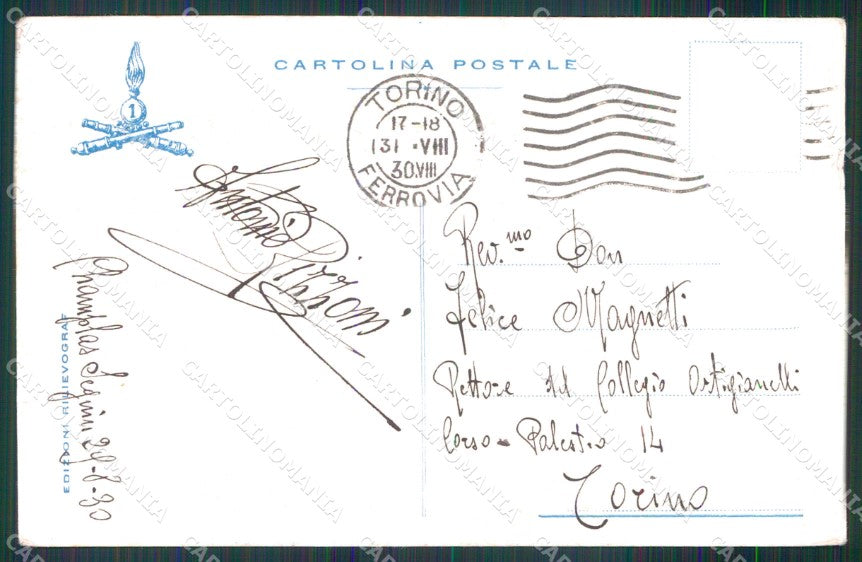 Militari 1° Reggimento Artiglieria Pesante 1930 PIEGHE cartolina XB6214 – retro