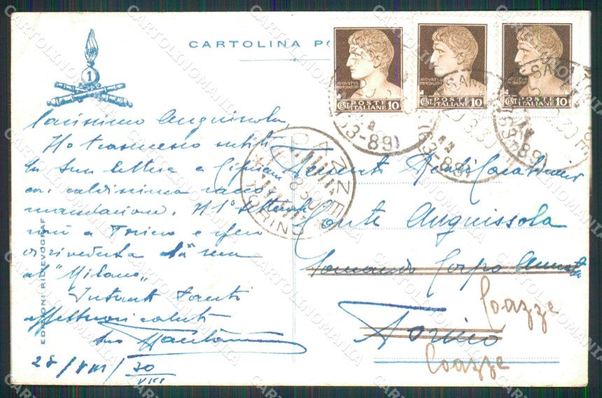 Militari 1° Reggimento Artiglieria Pesante 1930 PIEGHE cartolina XB6215 – retro