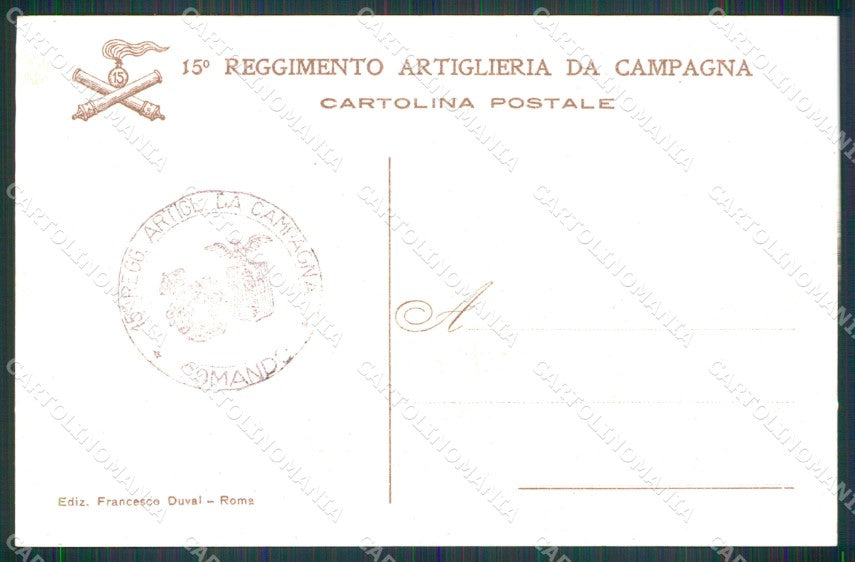 Militari 15° Reggimento Artiglieria da Campagna Duval cartolina XB6217 – retro