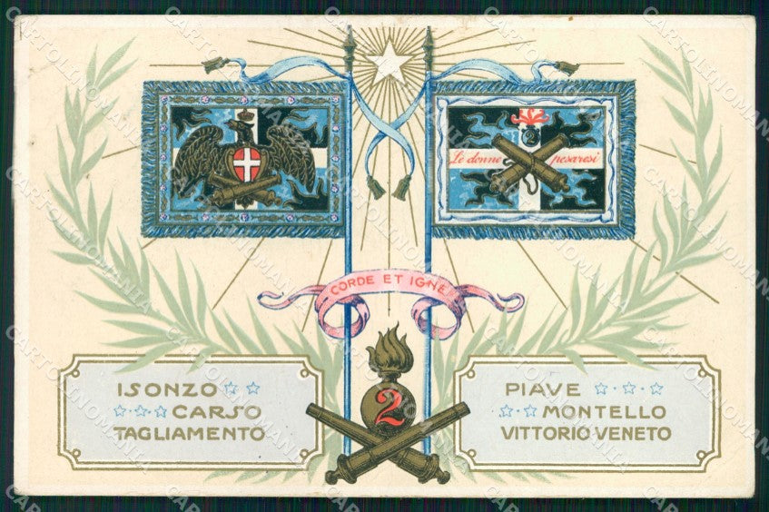 Militari 2° Reggimento Artiglieria da Campagna Pesaro PIEGHE cartolina XB6254 – fronte