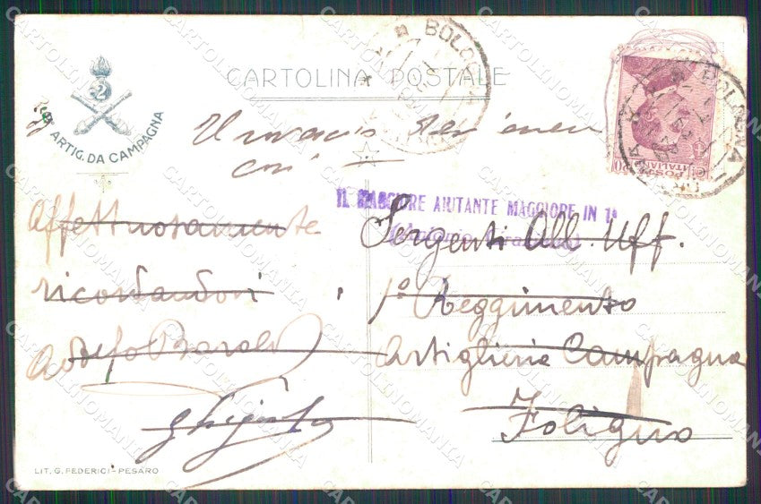 Militari 2° Reggimento Artiglieria da Campagna Pesaro PIEGHE cartolina XB6254 – retro