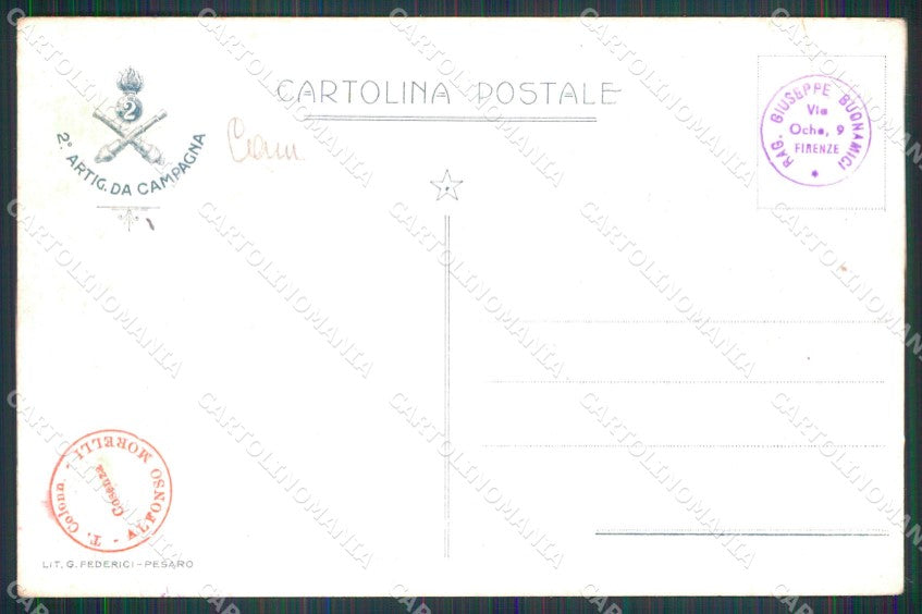 Militari 2° Reggimento Artiglieria da Campagna cartolina XB6257 – retro
