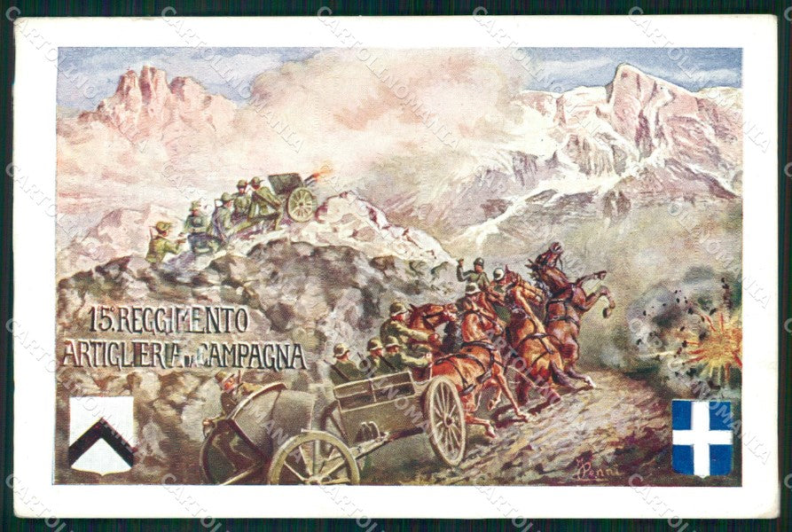 Militari 15° Regg. Artiglieria da Campagna Alpini Cenni ABRASA cartolina XB6262 – fronte