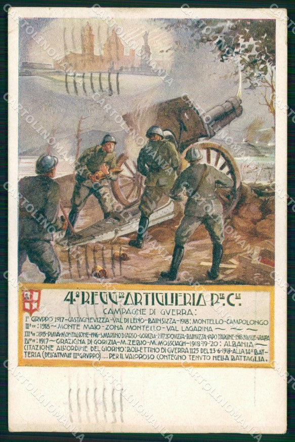 Militari 4° Reggimento Artiglieria Pesante Campale 1933 PIEGHE cartolina XB6296 – fronte