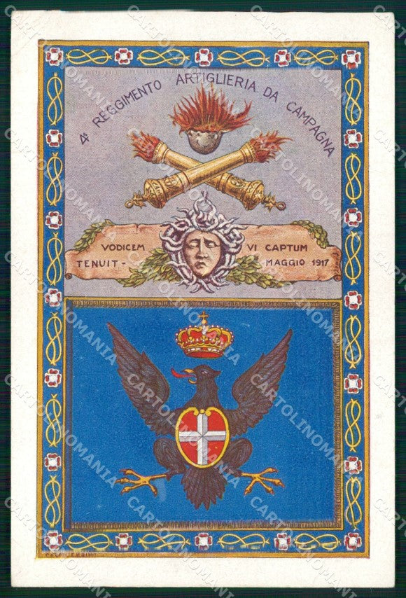 Militari 4° Regg. Artiglieria da Campagna Fiume d'Italia PIEGHE cartolina XB6298 – fronte