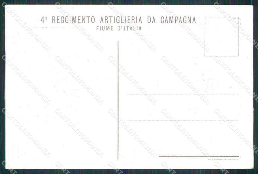 Militari 4° Regg. Artiglieria da Campagna Fiume d'Italia PIEGHE cartolina XB6298 – retro