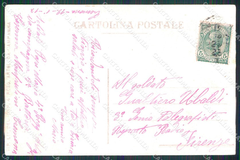 Militari 4° Reggimento Artiglieria Campagna Deposito 1917 PIEGA cartolina XB6301 – retro