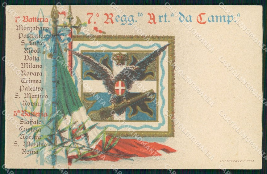 Militari 7° Reggimento Artiglieria da Campagna Tricolore cartolina XB6311 – fronte