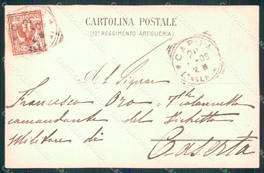 Militari 12° Reggimento Artiglieria Capua cartolina XB6315 – retro