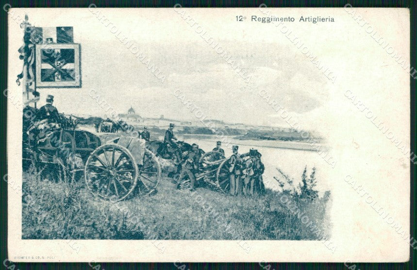 Militari 12° Reggimento Artiglieria cartolina XB6321 – fronte