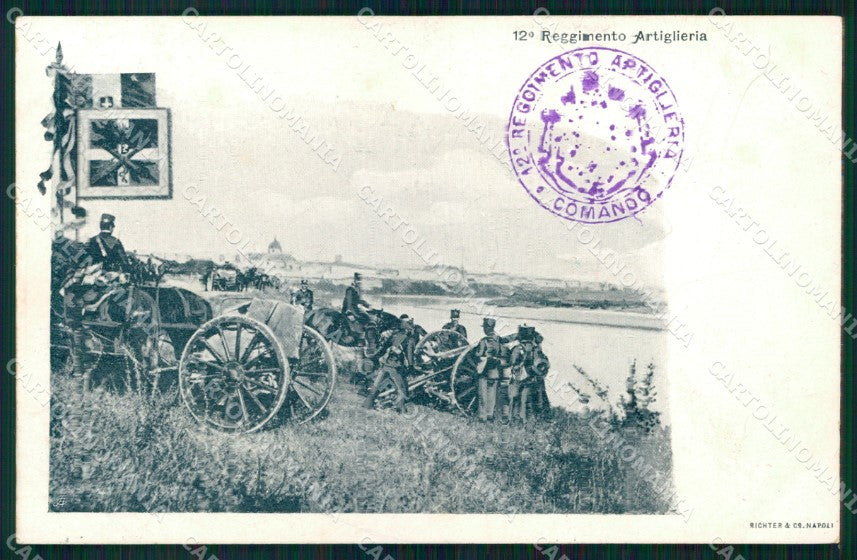 Militari 12° Reggimento Artiglieria cartolina XB6322 – fronte