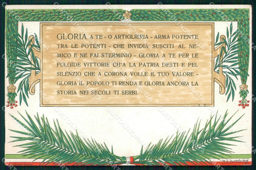 Propaganda Artiglieria Tricolore Seminatrici Coraggio Torino cartolina XB6328 – fronte
