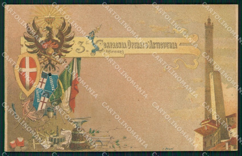 Militari Bologna 3ª Compagnia Operai d'Artiglieria Artificieri cartolina XB6333 – fronte