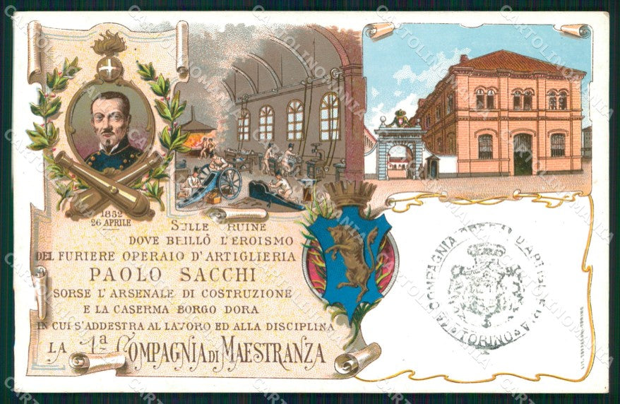 Artiglieria 1ª Compagnia Maestranza Caserma Borgo Dora Torino cartolina XB6342 – fronte