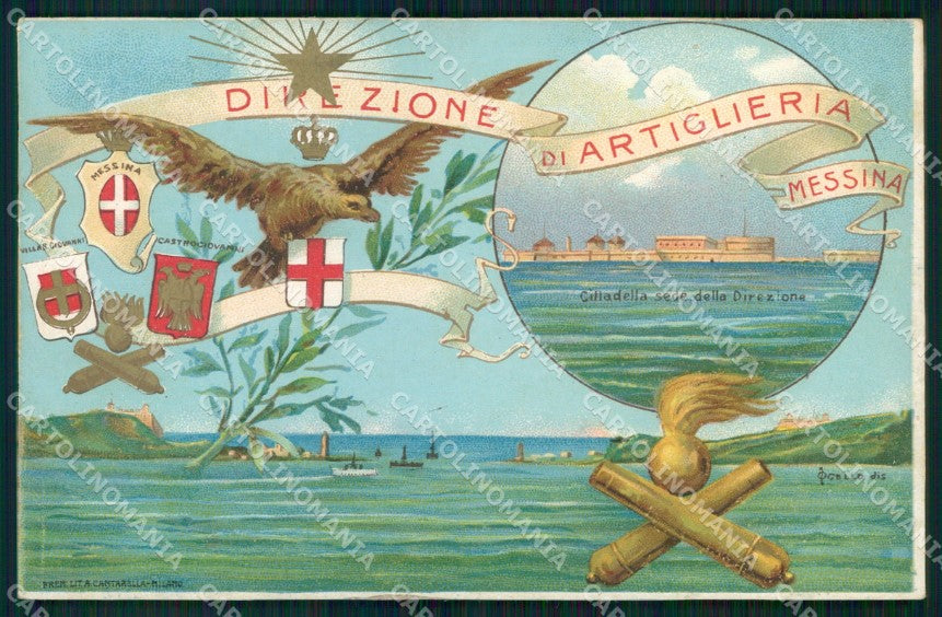 Militari Direzione d'Artiglieria di Messina cartolina XB6348 – fronte