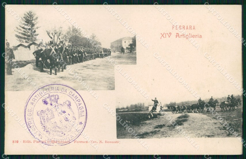 Militari 14° Reggimento Artiglieria da Campagna Ferrara cartolina XB6366 – fronte