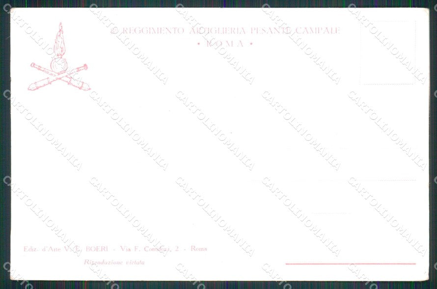 Militari 8° Reggimento Artiglieria Pesante Campale Roma Boeri cartolina XB6395 – retro