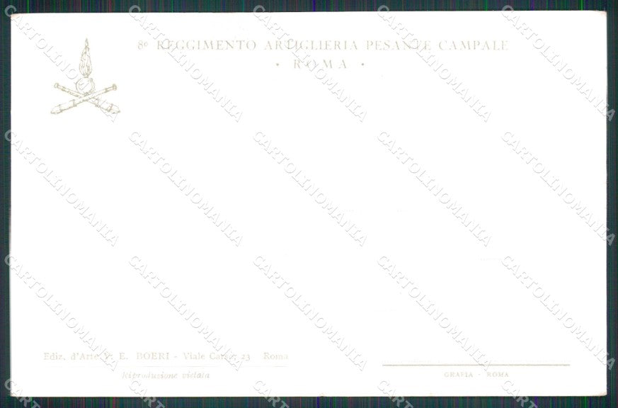 Militari 8° Reggimento Artiglieria Pesante Campale Roma Boeri cartolina XB6396 – retro