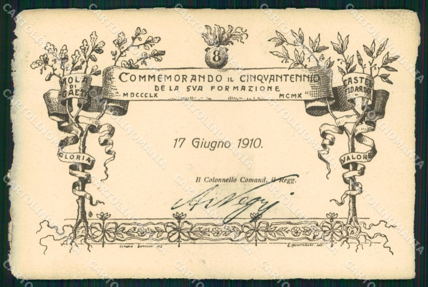 Militari 8° Reggimento Artiglieria Commemorativa cartolina XB6398 – fronte