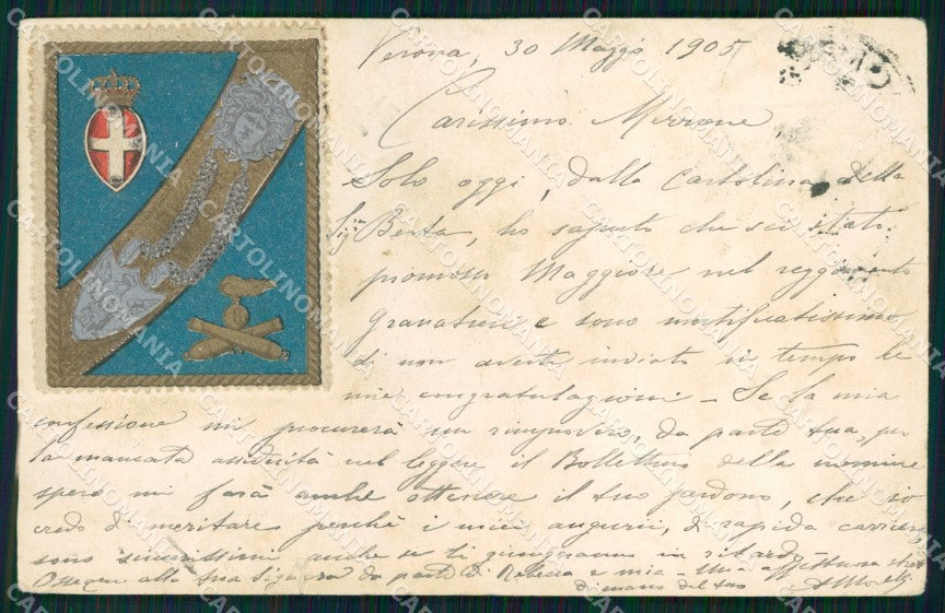 Militari 8° Reggimento Artiglieria PIEGATA STRAPPO cartolina XB6400 – fronte