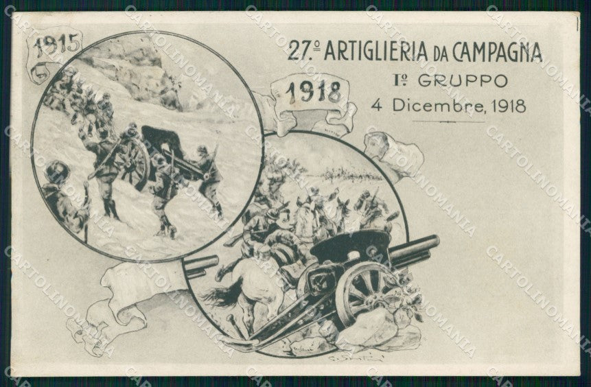 Militari 27° Reggimento Artiglieria da Campagna 1918 cartolina XB6424 – fronte