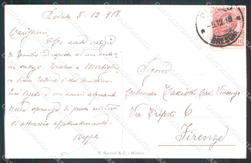 Militari 27° Reggimento Artiglieria da Campagna 1918 cartolina XB6424 – retro
