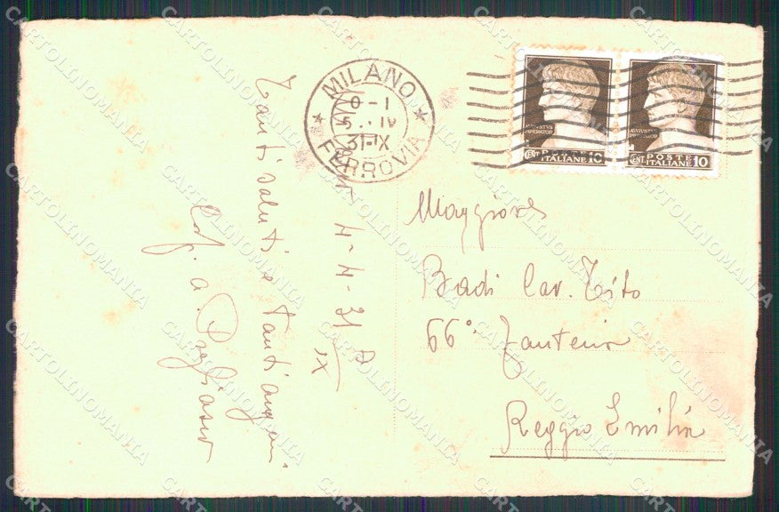 Militari 27° Reggimento Artiglieria da Campagna 1931 cartolina XB6425 – retro