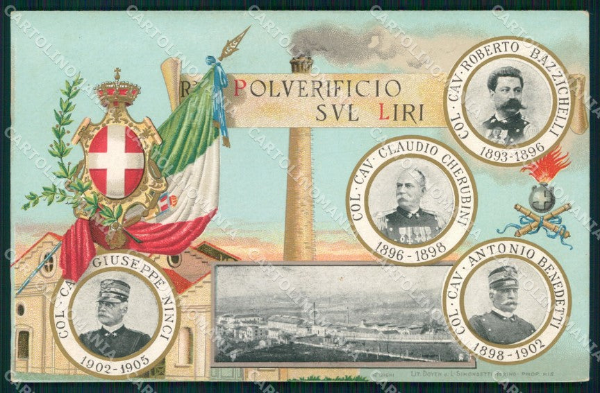 Militari Artiglieria Polverificio sul Liri Tricolore cartolina XB6431 – fronte